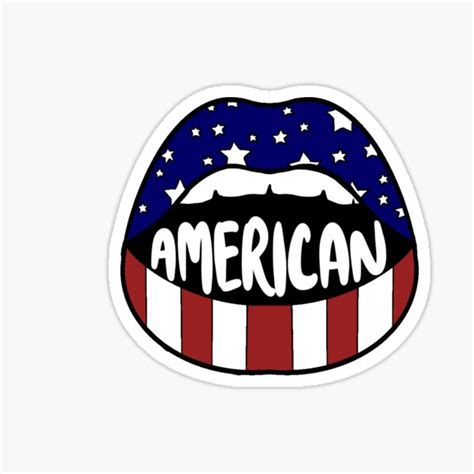 American Lips Sticker By Smstickersx Redbubble