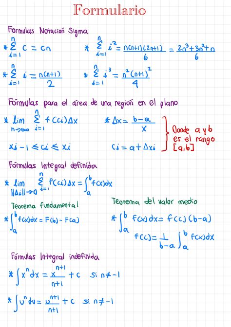 Solution Formulario Calculo Diferencial E Integral Studypool