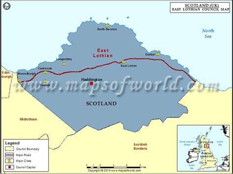 a map of scotland showing the location of several major towns and roads ...