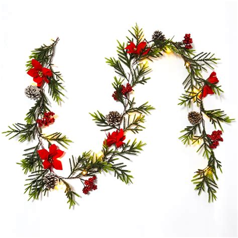 RECUTMS Christmas Garland with Lights Pine Cone Garland Lights Xmas Led ...