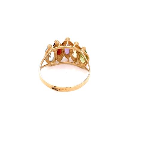 K Yellow Gold Marquise Cut Multi Color Ring Gem