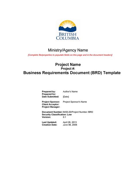 Simple Business Requirements Document Templates Template Lab