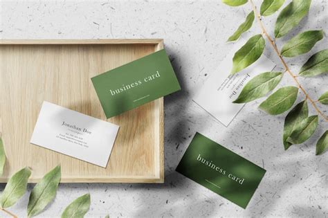 Free Psd Clean Minimal Business Card Mockup On Wooden Blocks With Plant