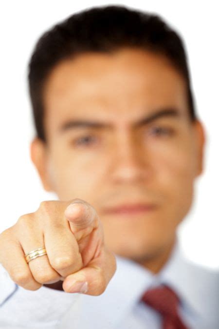 Angry Man Pointing At You Isolated Over A White Background Freestock