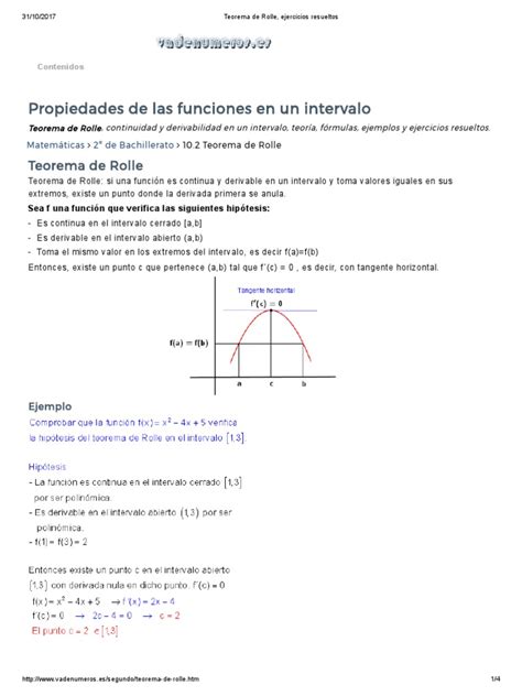 Teorema de Rolle, Ejercicios Resueltos | PDF