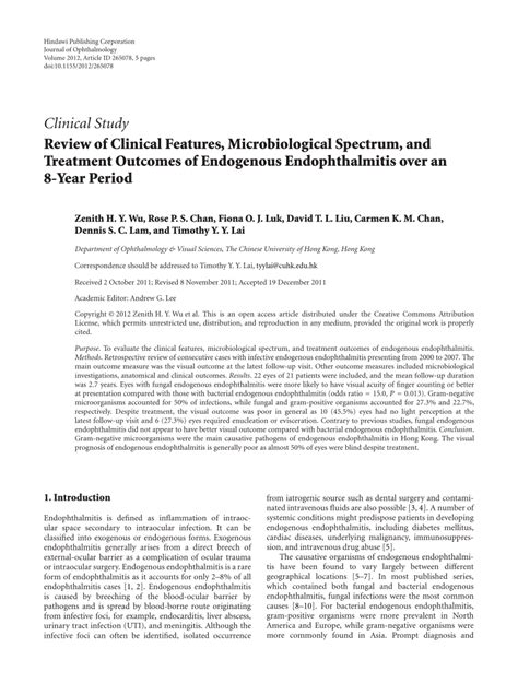 Pdf Review Of Clinical Features Microbiological Spectrum And