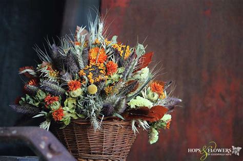 Autumn Basket Dried Flower Arrangements Essentially Hops