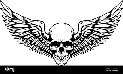 Winged Skull Design Element For Emblem Sign Badge Logo Vector