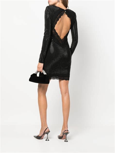 Philipp Plein Long Sleeve Glitter Mini Dress Farfetch