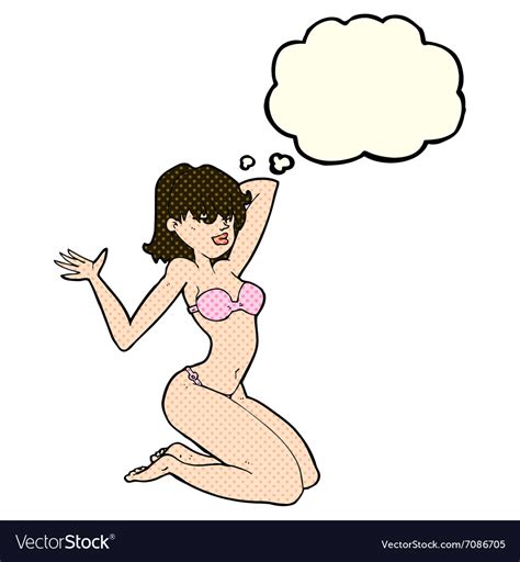 Cartoon Sexy Bikini Girl With Thought Bubble Vector Image