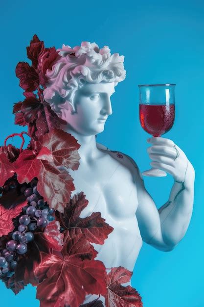 Premium Photo A Statue Of A Man Holding A Glass Of Wine In A Vibrant