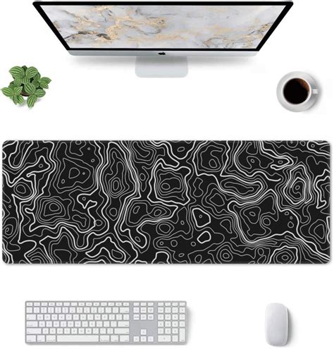 Amazon Topographic Mouse Pad Long XL Black And White Extended