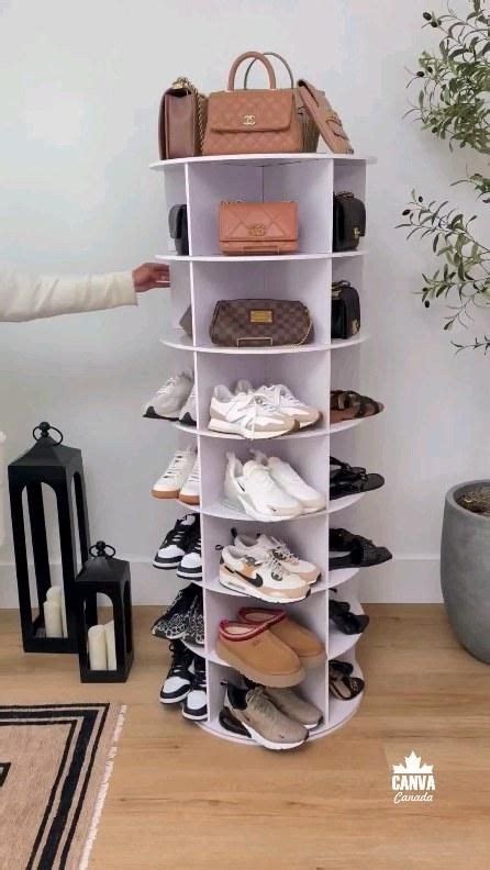 Lvrunben 7 Tier Rotating Shoe Rack 360 Spinning Lazy Susan Shoe Rack