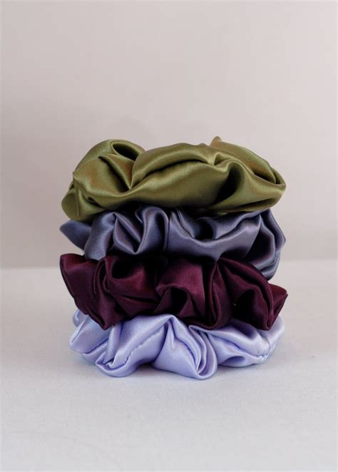 Sale Pure Silk Hair Scrunchies Set Of Jewel Tones Mm Etsy Silk