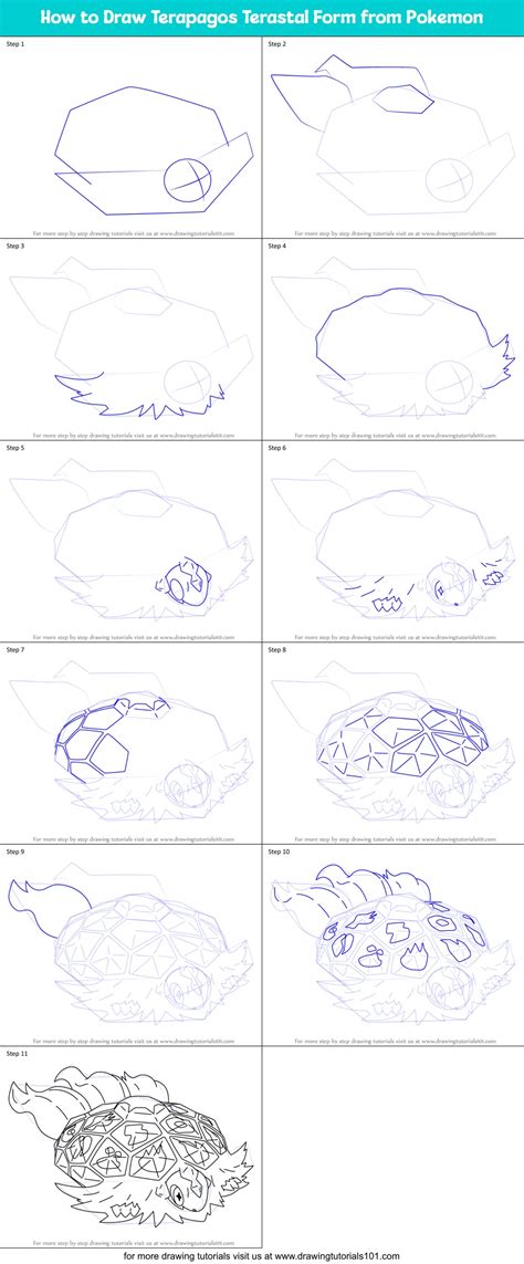 How To Draw Terapagos Terastal Form From Pokemon Pokemon Step By Step