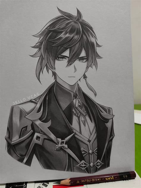 Zhongli Pencil Drawing Rgenshinimpact