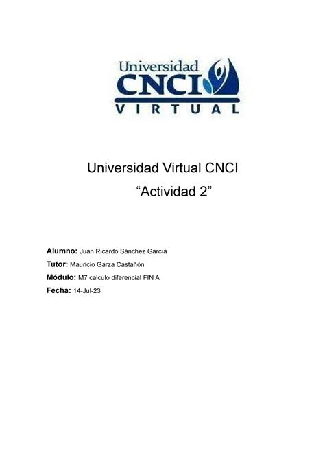 Actividad 2 M7 Calculo Diferencial Fin A Universidad Virtual Cnci