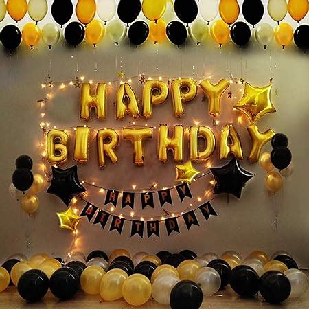 Party Propz Happy Birthday Decoration Kit Combo Pcs Black Golden