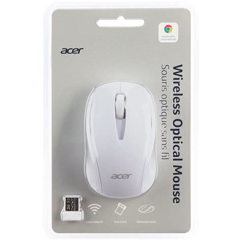 Refurbished Acer Wireless Optical Mouse Amr800 White 3 Buttons 1600