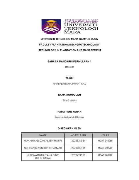 Tmc Grouping Final P Universiti Teknologi Mara Kampus Jasin Faculty