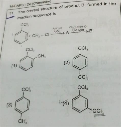 The Correct Structure Of Product B Formed In The Reaction Sequence Is