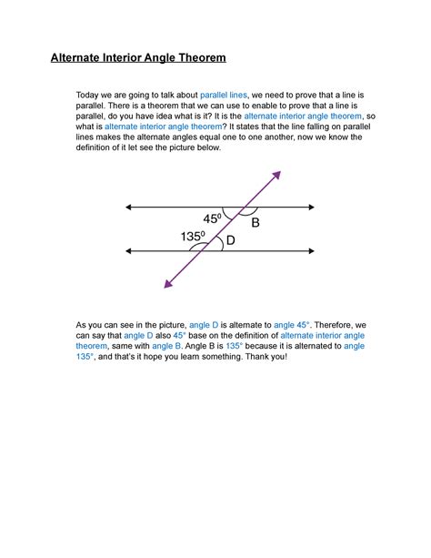 Alternate Interior Angle Theorem There Is A Theorem That We Can Use