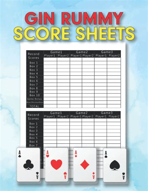 Gin Rummy Score Sheets 130 Score Pads For Scorekeeping Gin Rummy