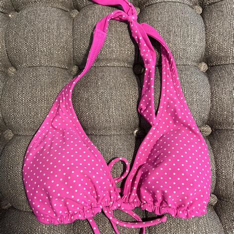 Y K Pink And White Polka Dot Bikini Top Polkadotbikini Depop