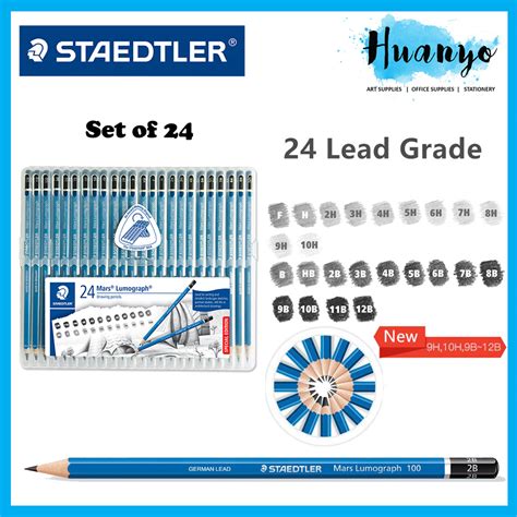 Wallet Set Of 12 24 Degrees Staedtler Mars Lumograph 100 Drawing