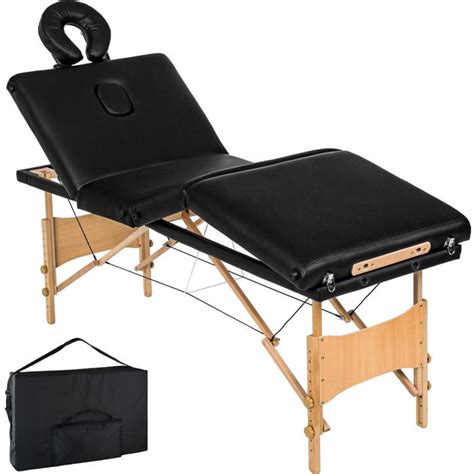 Tectake Table De Massage Pliante 4 Zones Bois Cosmétique Lit De