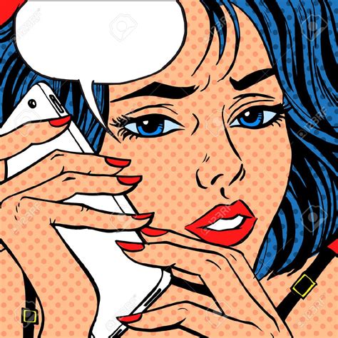 Pop Art Vintage Comic Girl Phone Talk Retro Background Royalty Pop Art Comic Girl Pop