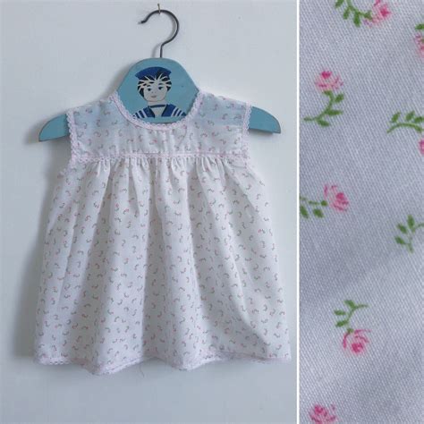 9 12 Months Vintage Baby Dress White With Pink Rose Floral Etsy UK