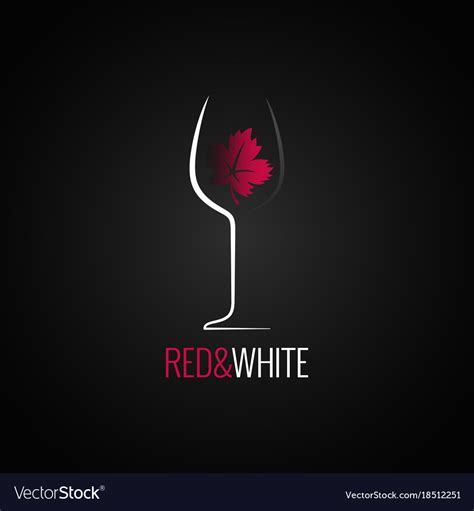 Wine Glass Logo Design Leaf Red And White Vector Image