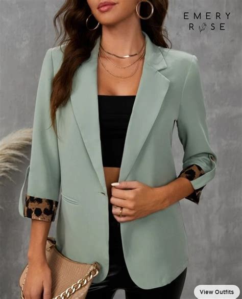 Brand New Lapel Neck Roll Up Sleeve Blazer From Shein Womens Fashion