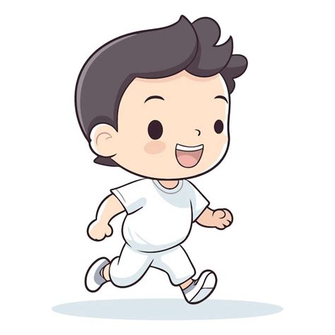 Niño Lindo Corriendo Dibujos Animados Ilustración Vectorial Diseño