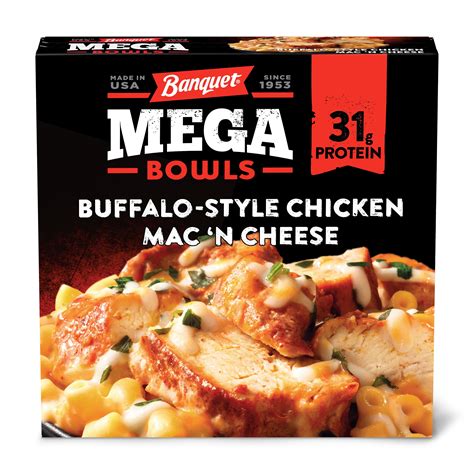 Banquet Mega Bowls Buffalo Style Chicken Mac N Cheese Frozen Dinner 14 Ounce