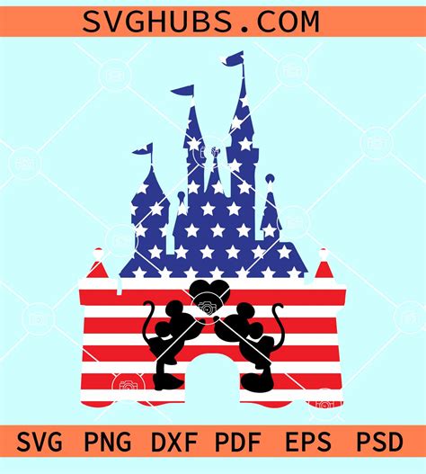 Disney Castle 4th of July SVG, Disney 4th of July SVG, Disney USA flag SVG