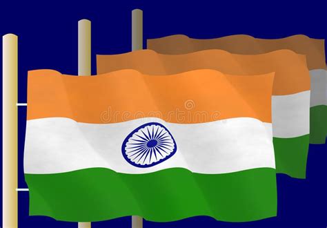 Bandeiras Indianas Nos Mastros De Bandeira Vista Acima Ilustração