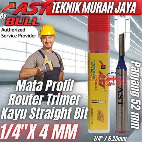 Jual AST 1 4 X 4 MM Mata Profil Router Trimer Kayu Straight Bit Lurus