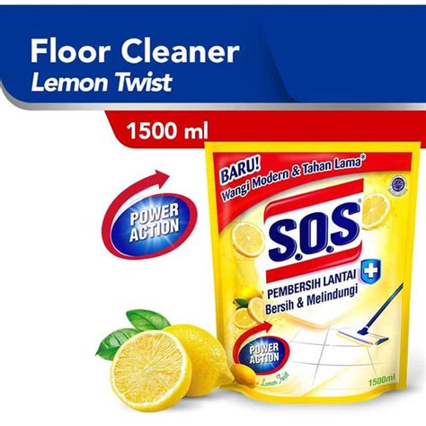 Jual SOS Pembersih Lantai Anti Bacterial Lemon Twist Refill 1500 Ml