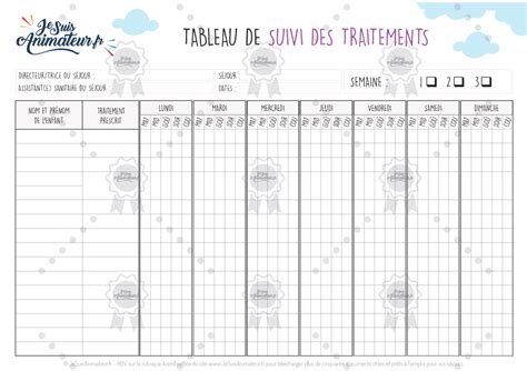 Registre D Infirmerie Tableau De Suivi Des Traitements Bonus La