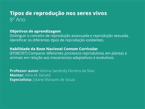 Tipos De Reprodu O Nos Seres Vivos Planos De Aula Ano Ci Ncias 33852