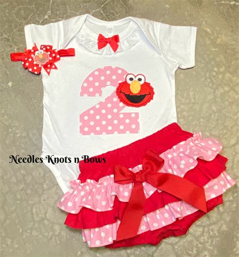 Girls Elmo 2nd Birthday Outfit – Needles Knots n Bows