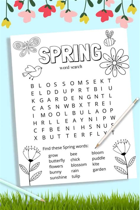 Free Spring Printable Word Search for Kids