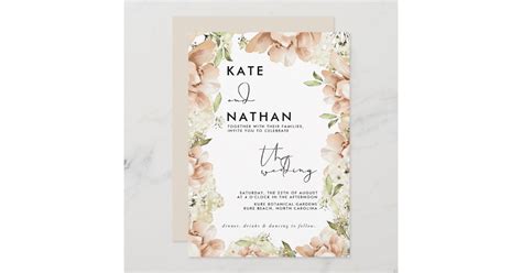 Blush Pink Watercolor Flower Wedding Invitation Zazzle