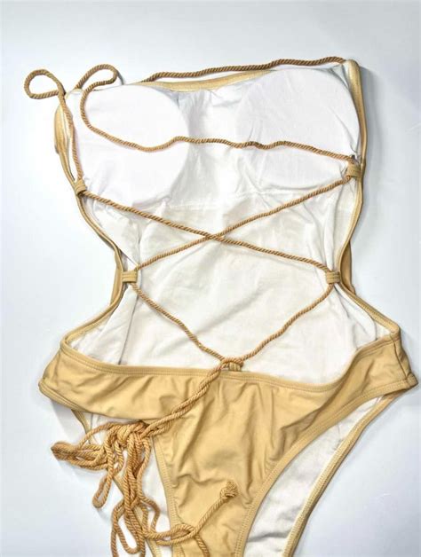 VANNESSA NUDE COLOR ONE PIECE SWIMSUIT BIKINI SET SEXY Women S Fashion Swimwear Bikinis