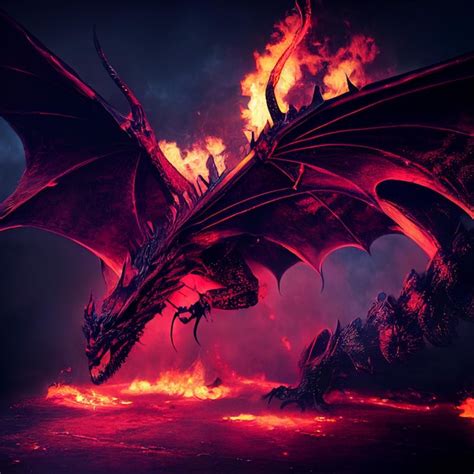 Un dragón con un fuego rojo sobrevuela un fuego. | Foto Premium