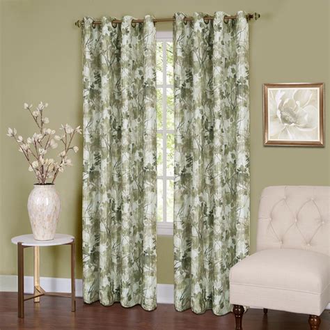 Achim Tranquil 63 In L Grommet Window Curtain Panel In Green Lined