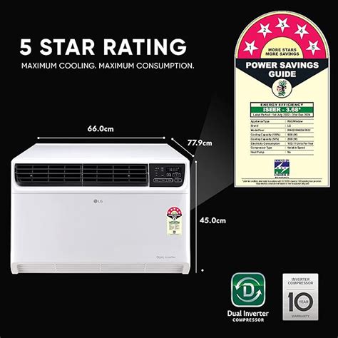 Lg 1 5 Ton 5 Star Window Ac Dual Inverter 4 In 1 Cooling White Tw