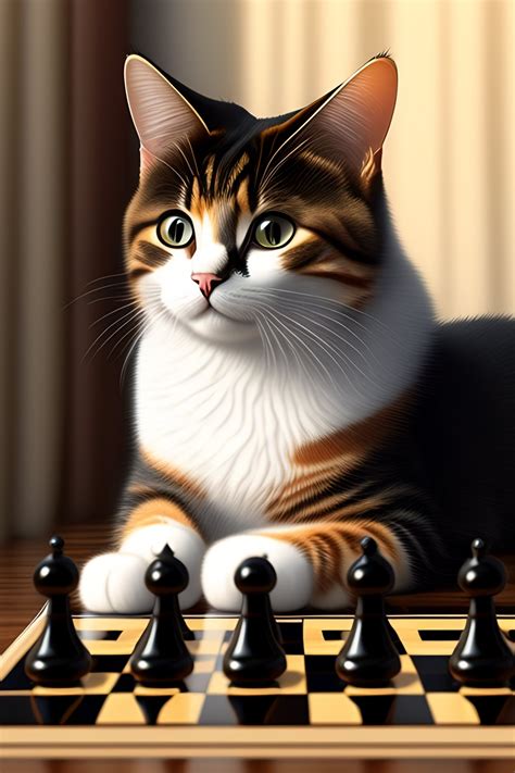 Lexica Cute Cat Playing Chess Pencil Drawing